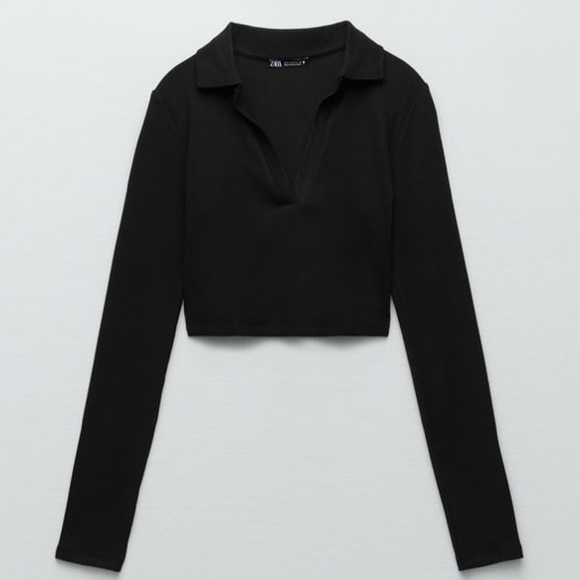 NWT Zara Black Ribbed Polo - Picture 4 of 8